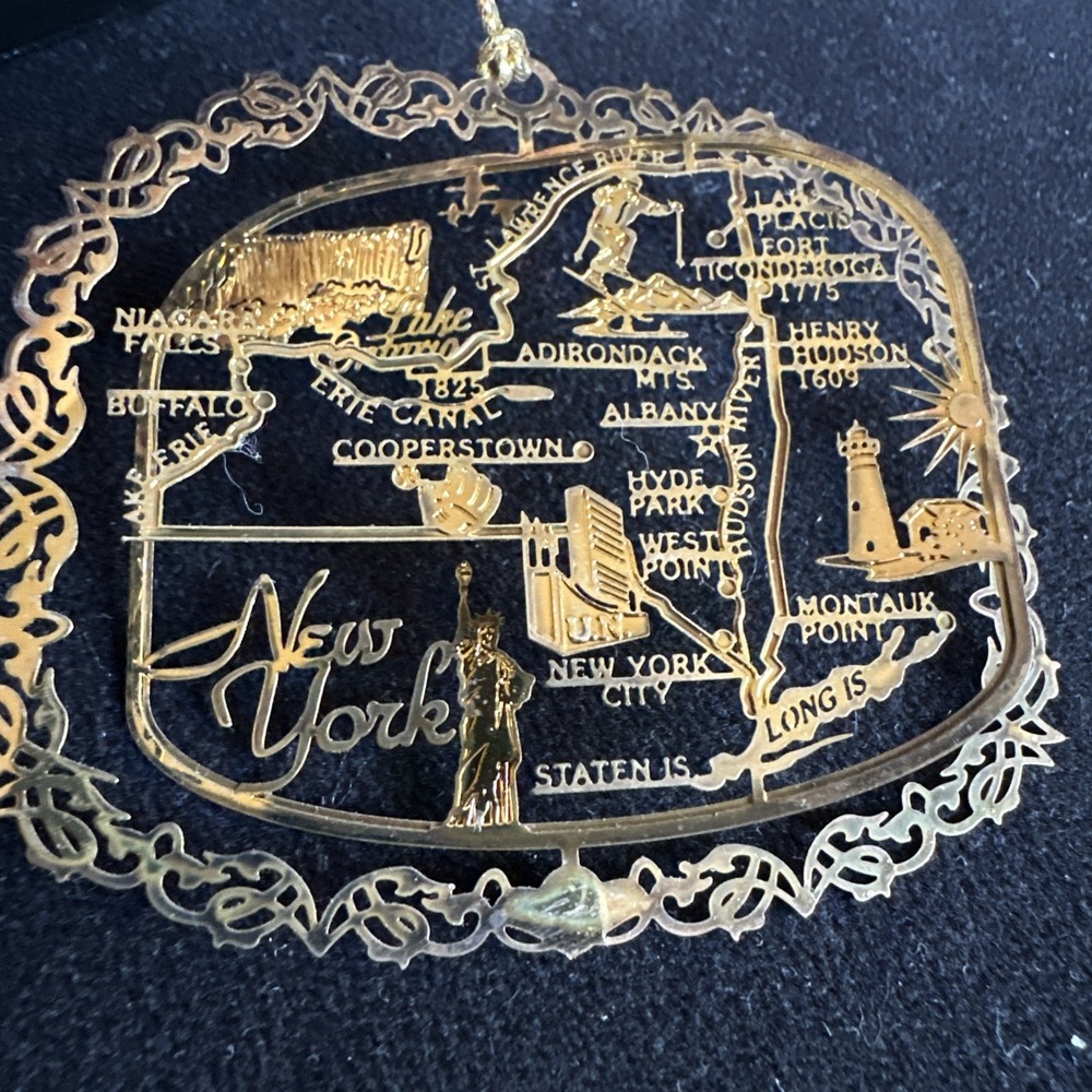 VTG New York 3D Christmas ornament National Treasures 24kg‎ Over Brass W/Box